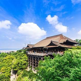 "Kiyomizu-dera Kyoto wooden stage over cliff"