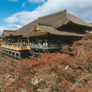 "Autumn leaves at Kiyomizu-dera Kyoto"